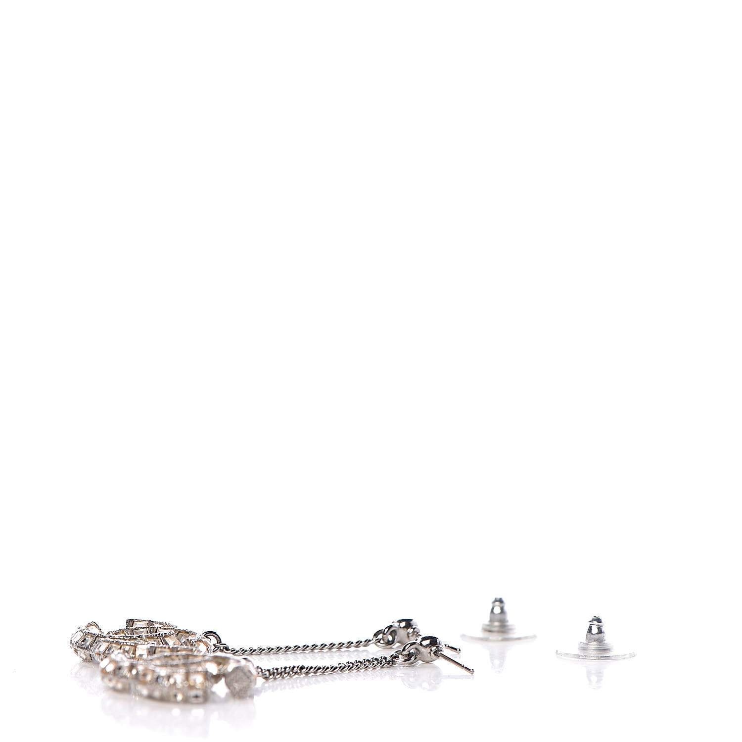 Chanel Baguette Crystal CC Dangle Earrings Silver 4 of 5