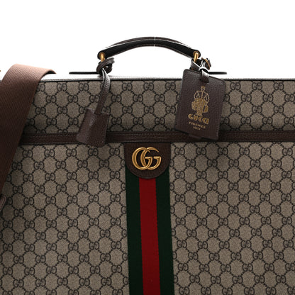 Gucci GG Supreme Monogram Textured Dollar Calfskin Web Ophidia Savoy Garment Bag Beige Ebony New Acero 7 of 11