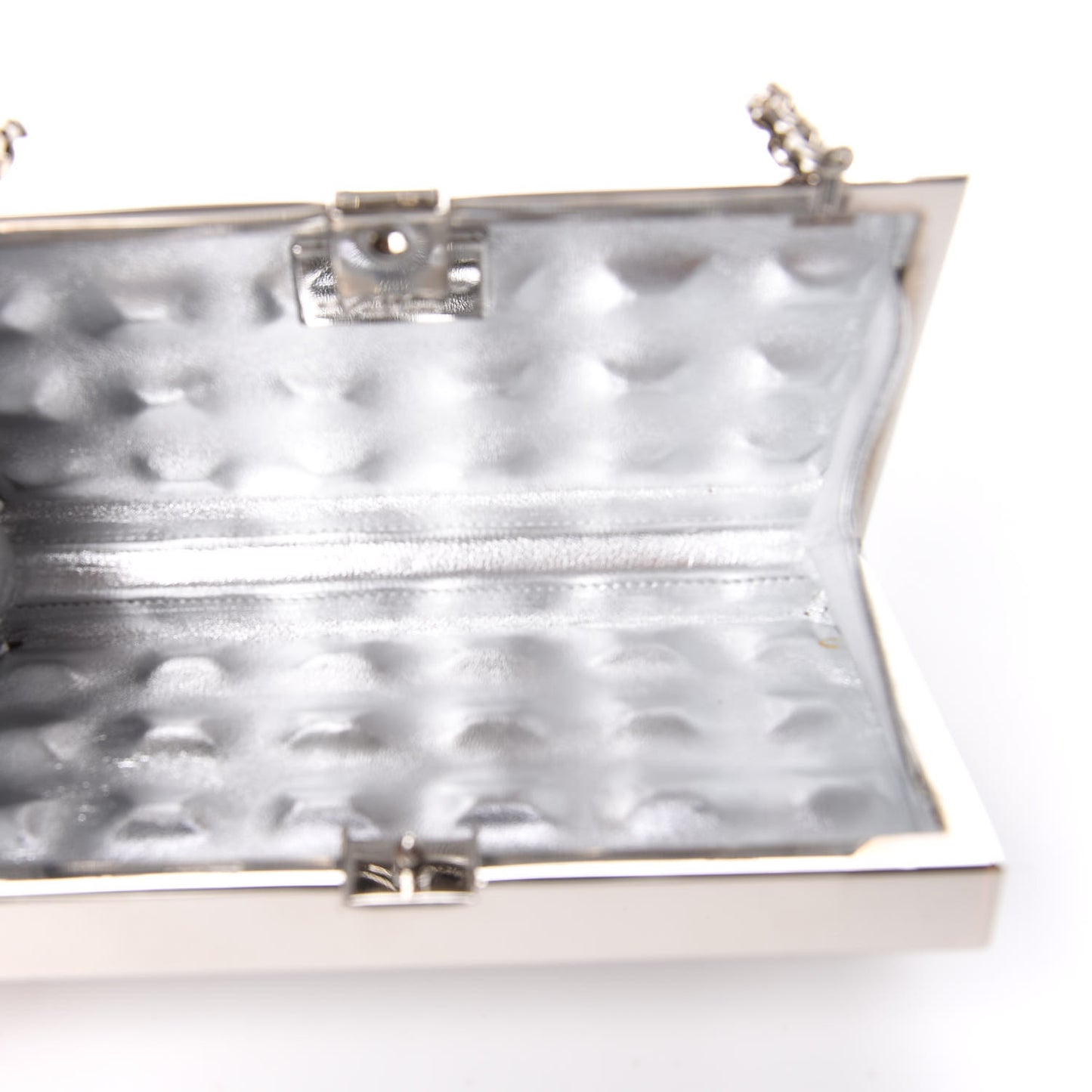 Crystal Minaudiere Clutch Brown Silver