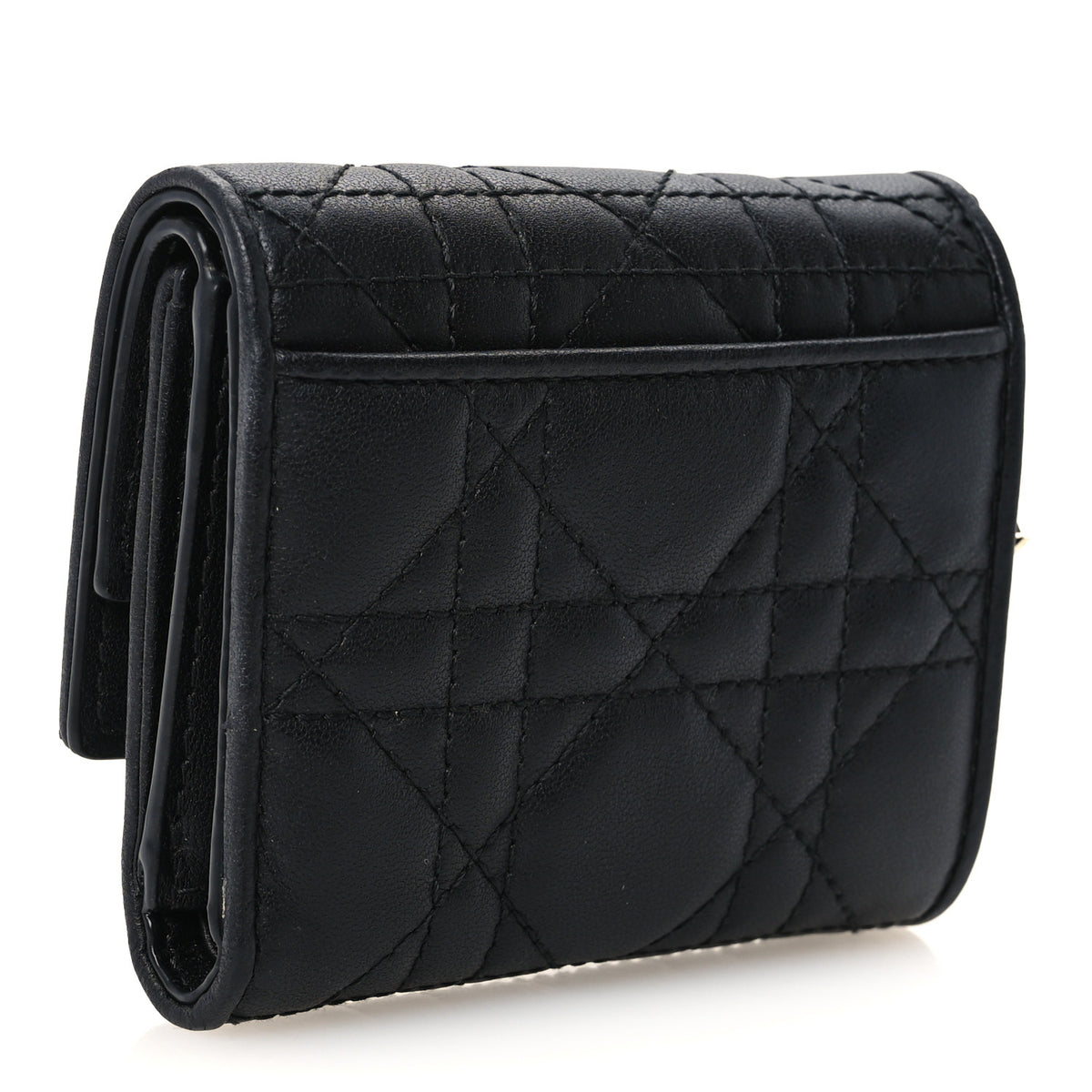 Christian Dior Lambskin Cannage Lady Dior Lotus Wallet Black 3 of 13