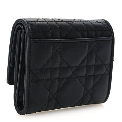 Christian Dior Lambskin Cannage Lady Dior Lotus Wallet Black 3 of 13