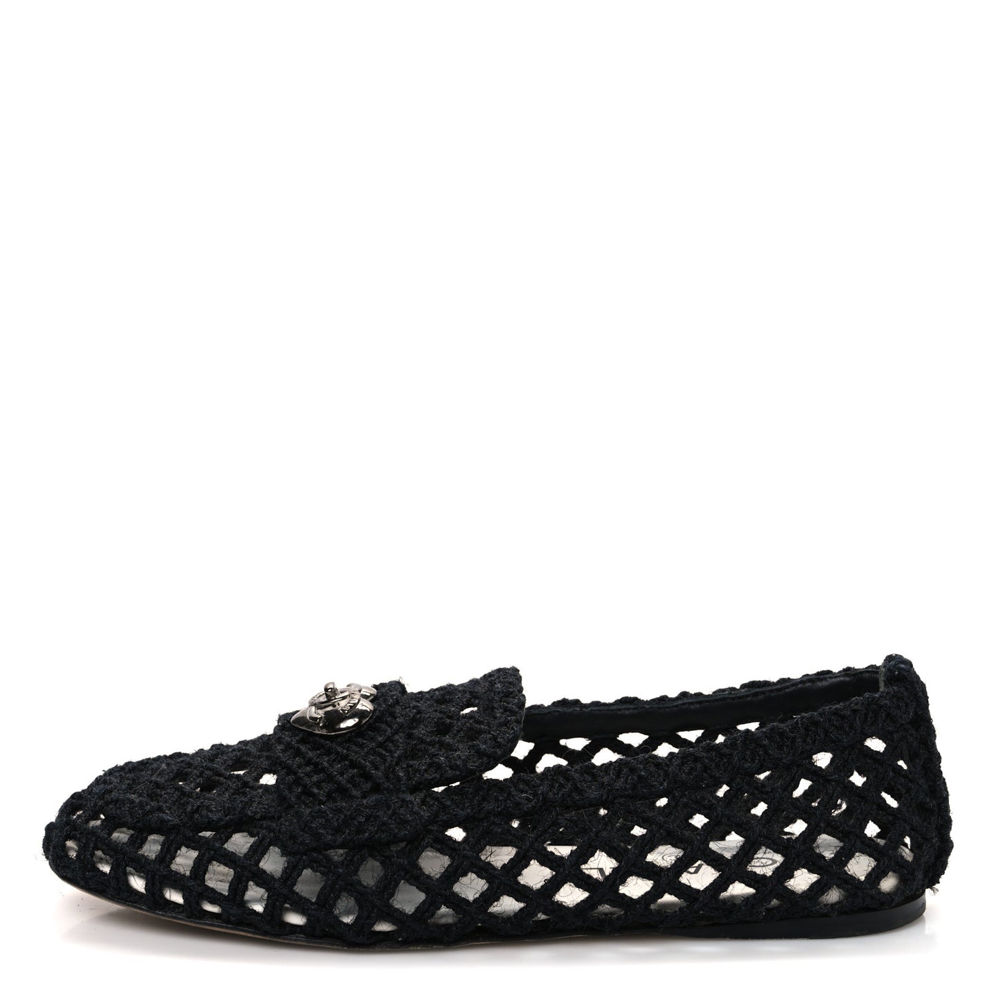 Cord Braided CC Mocassin Loafers 37.5 Black