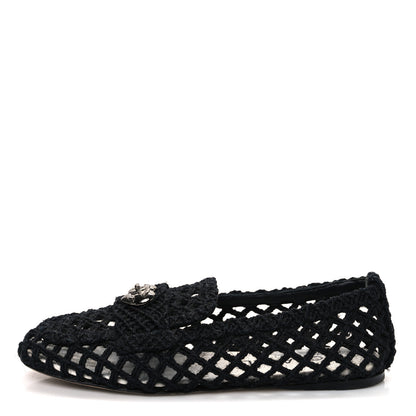 Chanel Cord Braided CC Mocassin Loafers 37.5 Black 1 of 10