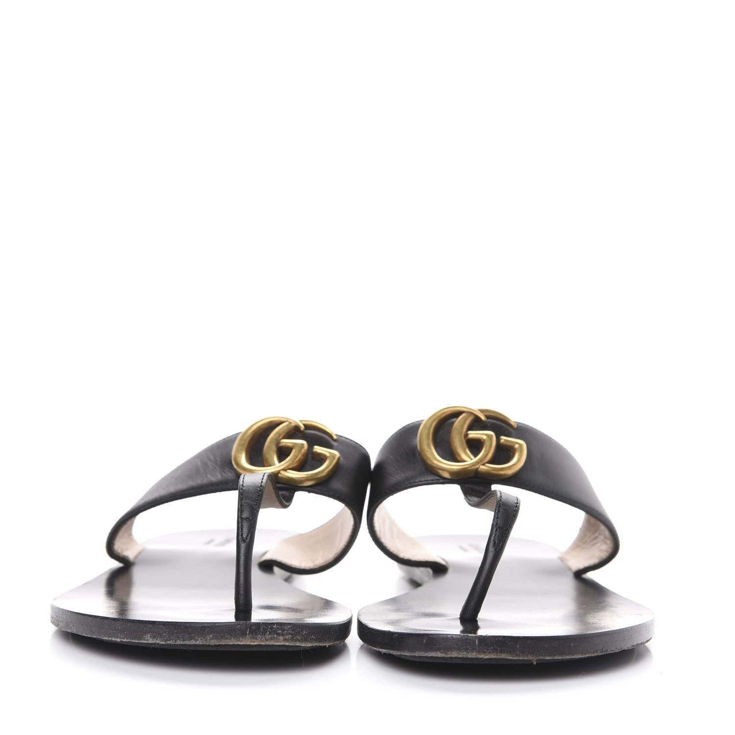 Gucci Calfskin GG Marmont Thong Sandals 38.5 Black 2 of 8