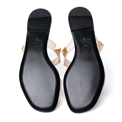 Valentino Garavani Calfskin Roman Stud Flat Slide Sandals 36.5 Light Ivory 4 of 4