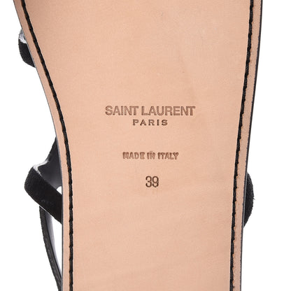Saint Laurent Suede Studded Ella Sandals 39 Black 7 of 8