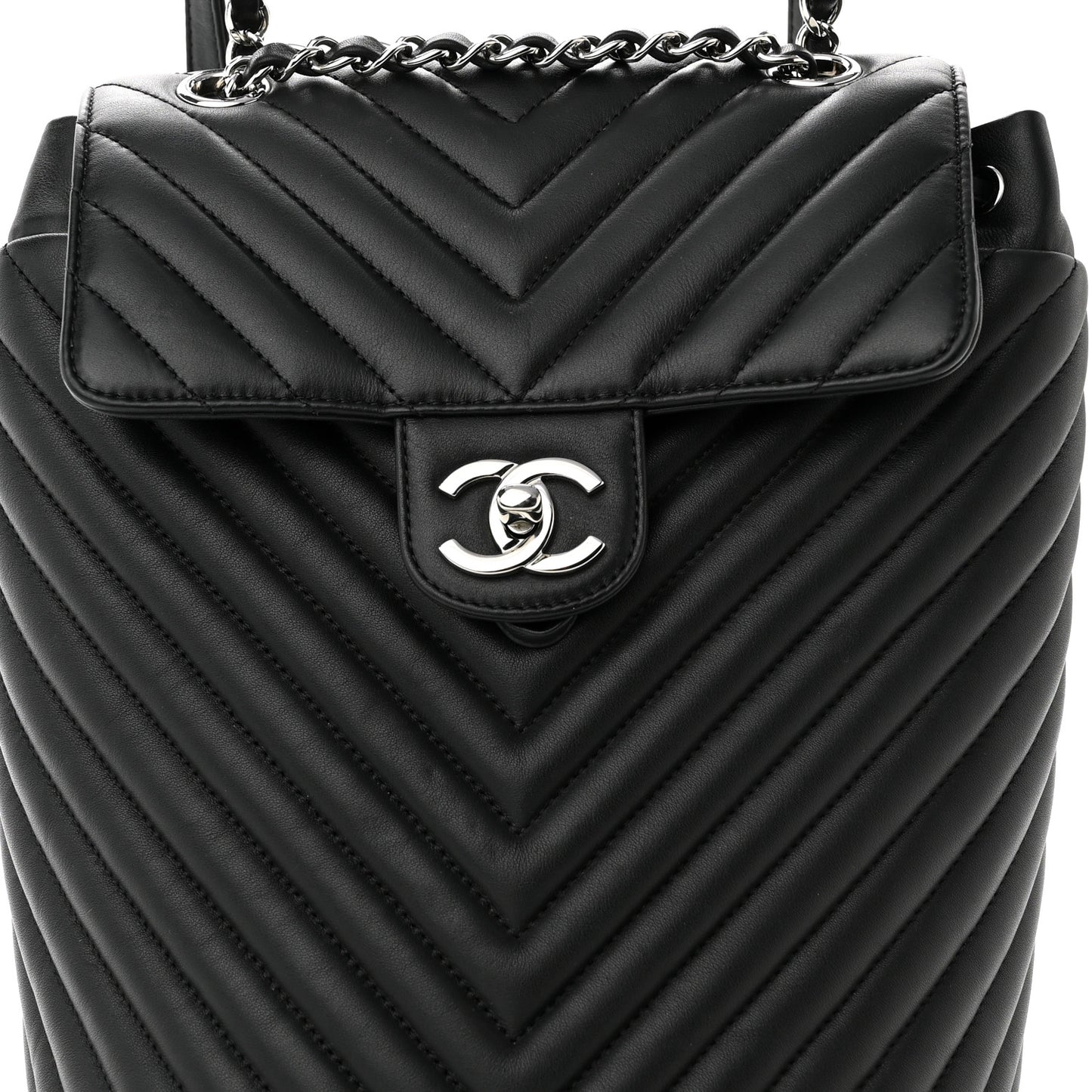 Calfskin Chevron Quilted Small Urban Spirit Backpack Black