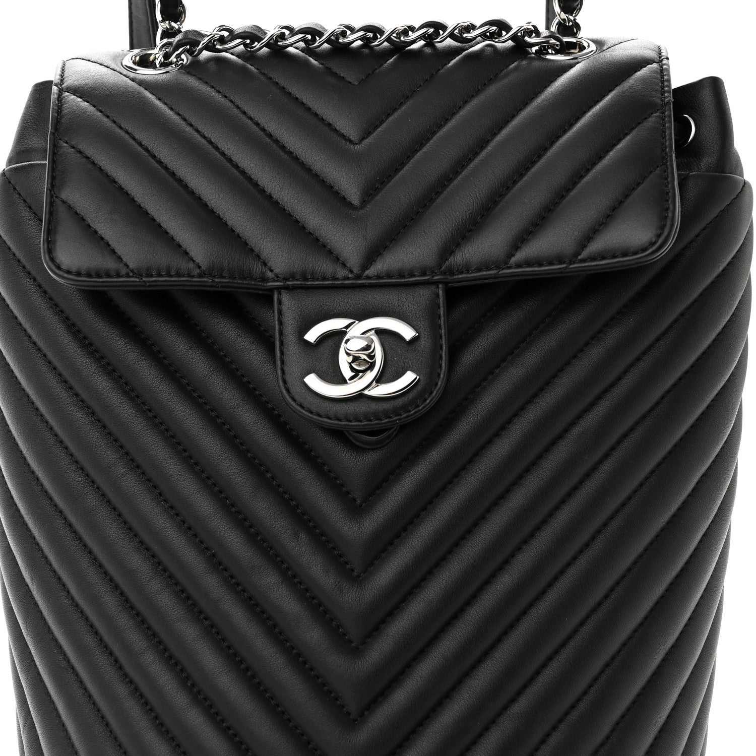 Chanel Calfskin Chevron Quilted Small Urban Spirit Backpack Black 8 of 10