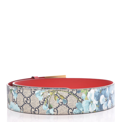 Gucci GG Plus Monogram Blooms Plaque Belt 80 32 Blue 3 of 6