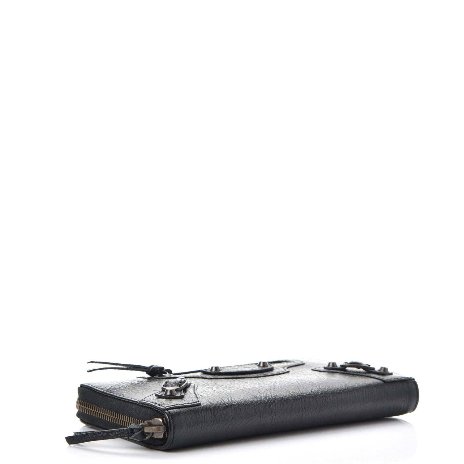 Balenciaga Agneau Classic Silver Hardware Continental Zip Around Wallet Black 4 of 8