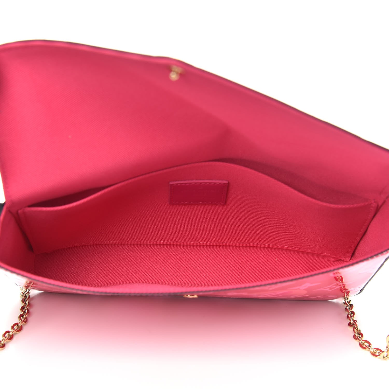 Louis Vuitton Vernis Valentine Pochette Felicie Chain Wallet Fuchsia 6 of 10