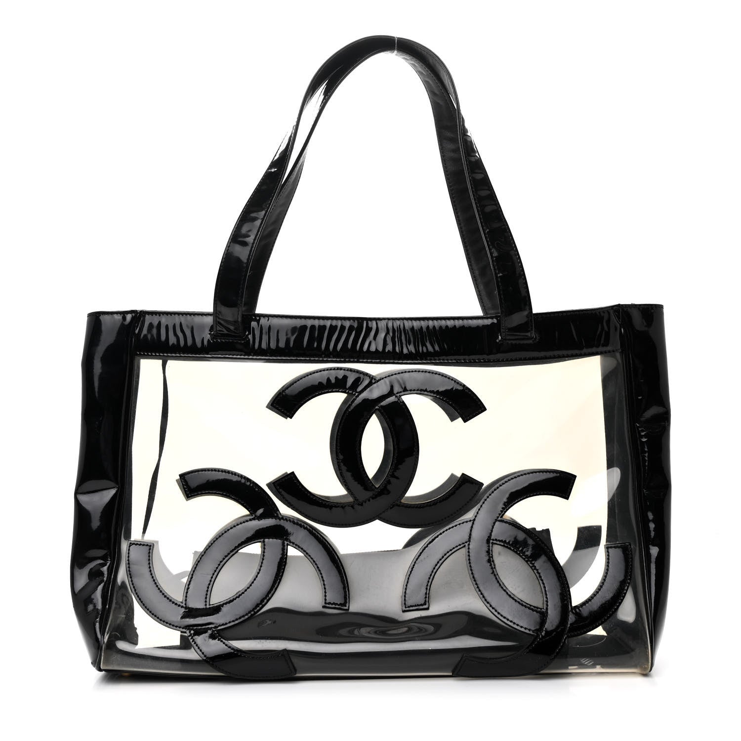 Chanel Vinyl Patent CC Logo Beach Tote Black 1 of 14