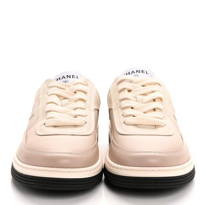 Chanel Printed Calfskin Womens CC Logo Sneakers 40 Beige 3 of 9