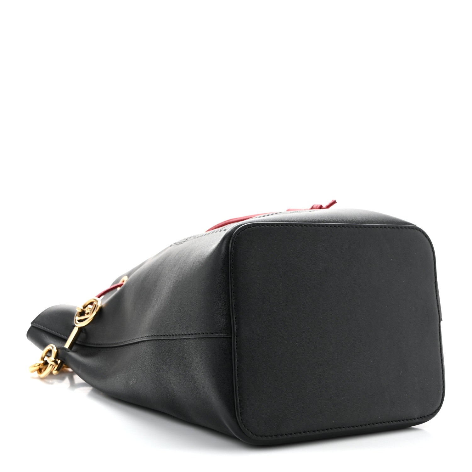 Fendi Vitello Grace F is Fendi Stamp Patch Perforated Small Mon Tresor Bucket Bag Black 4 of 9