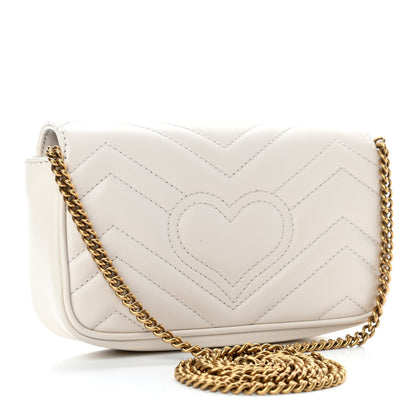 Gucci Calfskin Matelasse Super Mini GG Marmont Shoulder Bag White 2 of 4