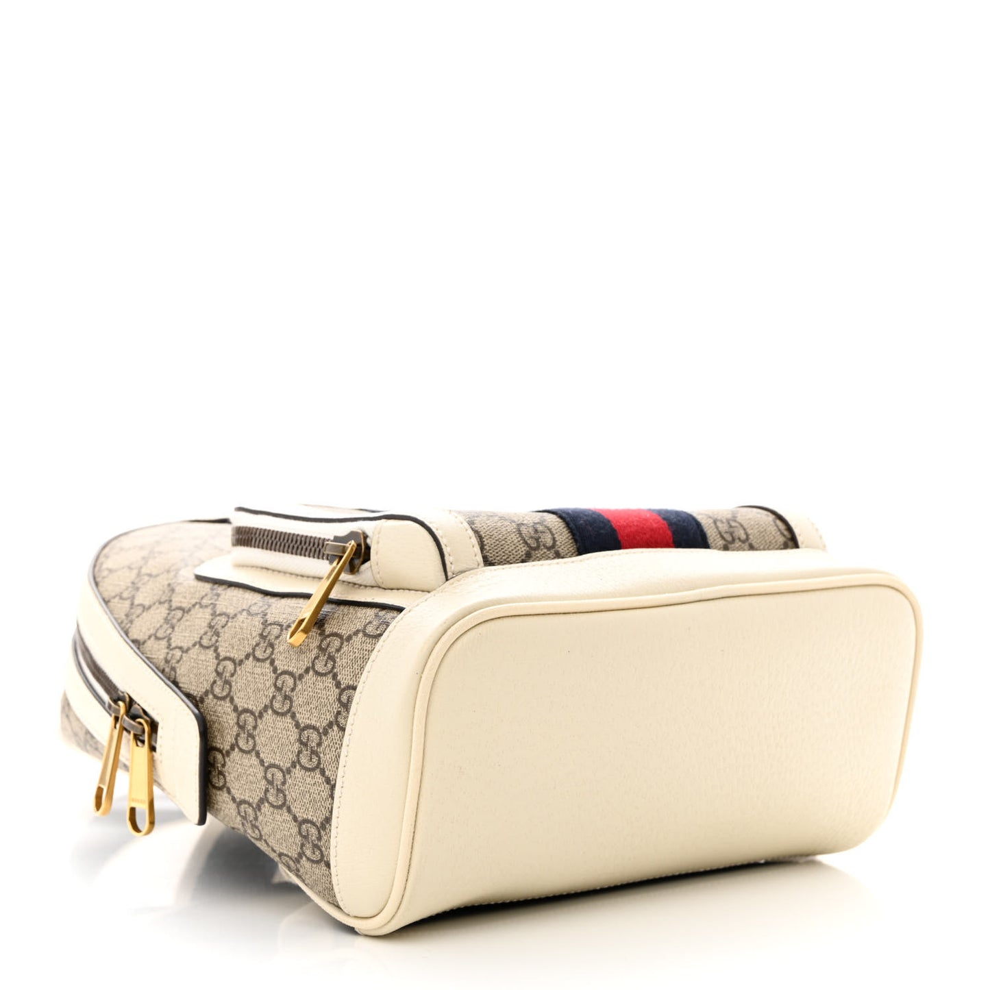 GG Supreme Monogram Textured Calfskin Web Small Ophidia Day Backpack Beige Ebony Mystic White