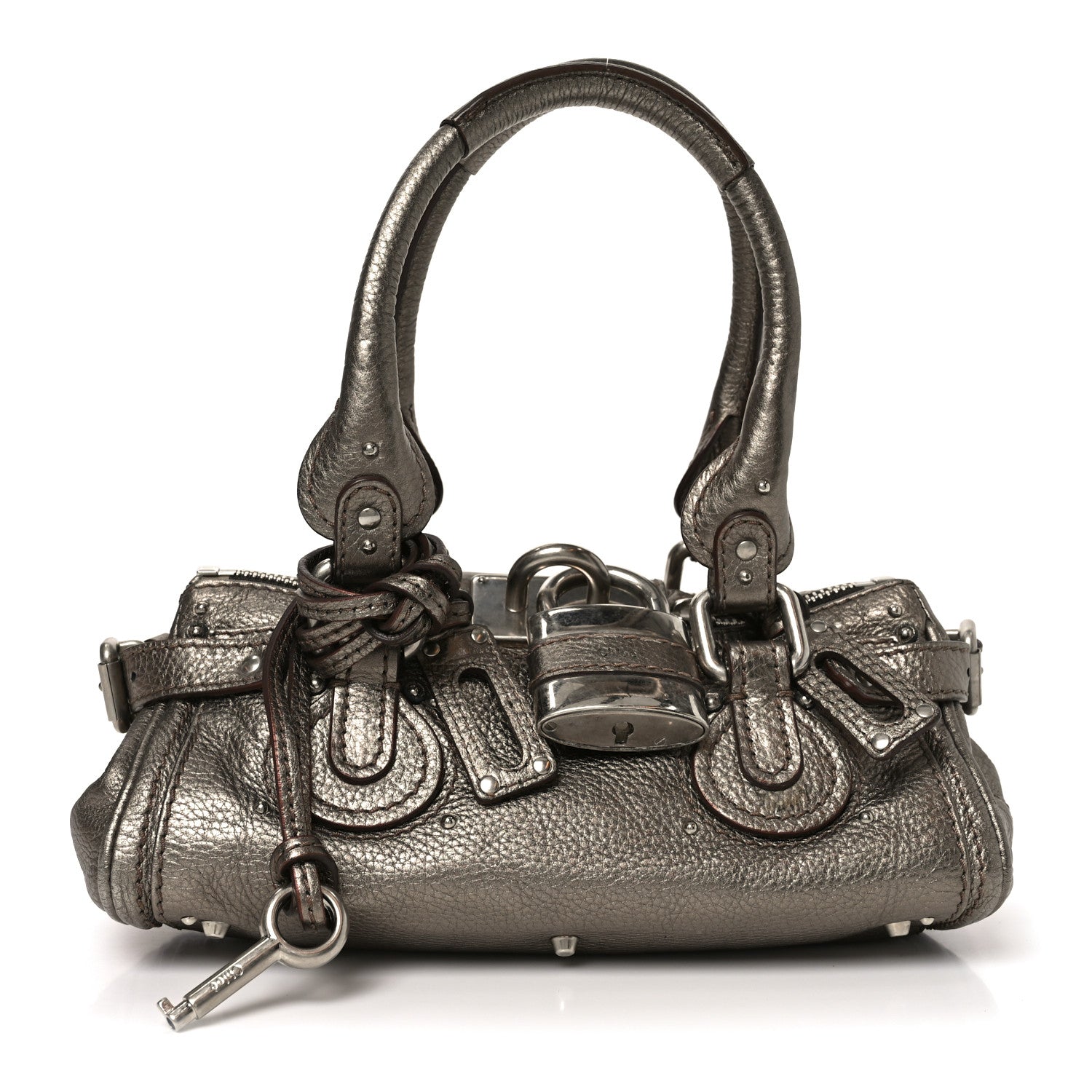 Chloe Metallic Calfskin Small Paddington Satchel Acier 1 of 10