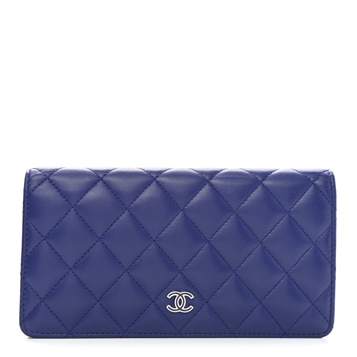 Lambskin Quilted Yen Wallet Dark Blue