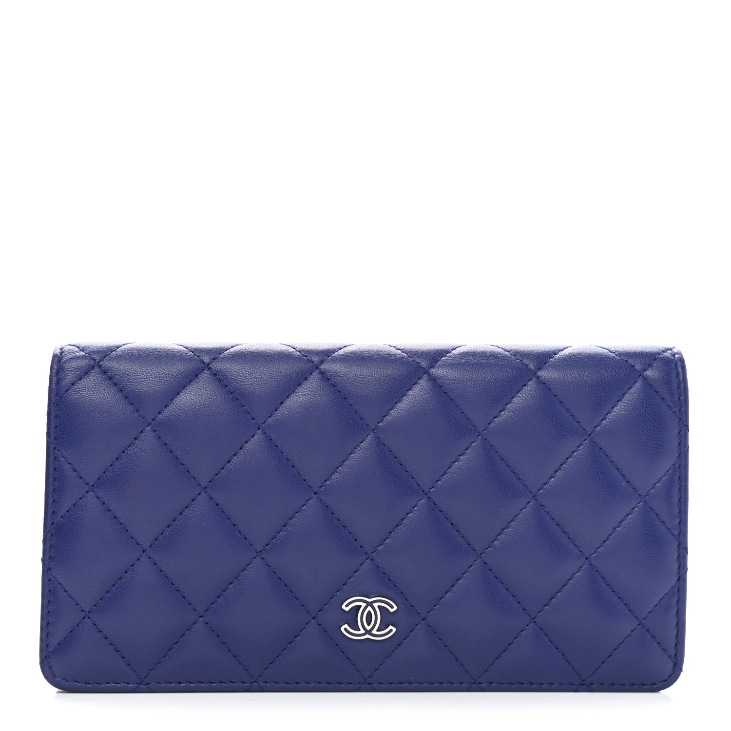 Chanel Lambskin Quilted Yen Wallet Dark Blue 1 of 8