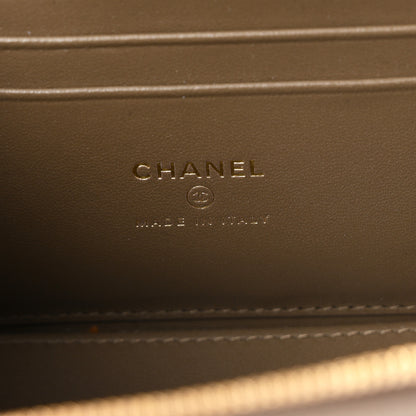 Chanel Calfskin Lizard Embossed Top Handle Vanity With Chain Dark Khaki 6 of 11
