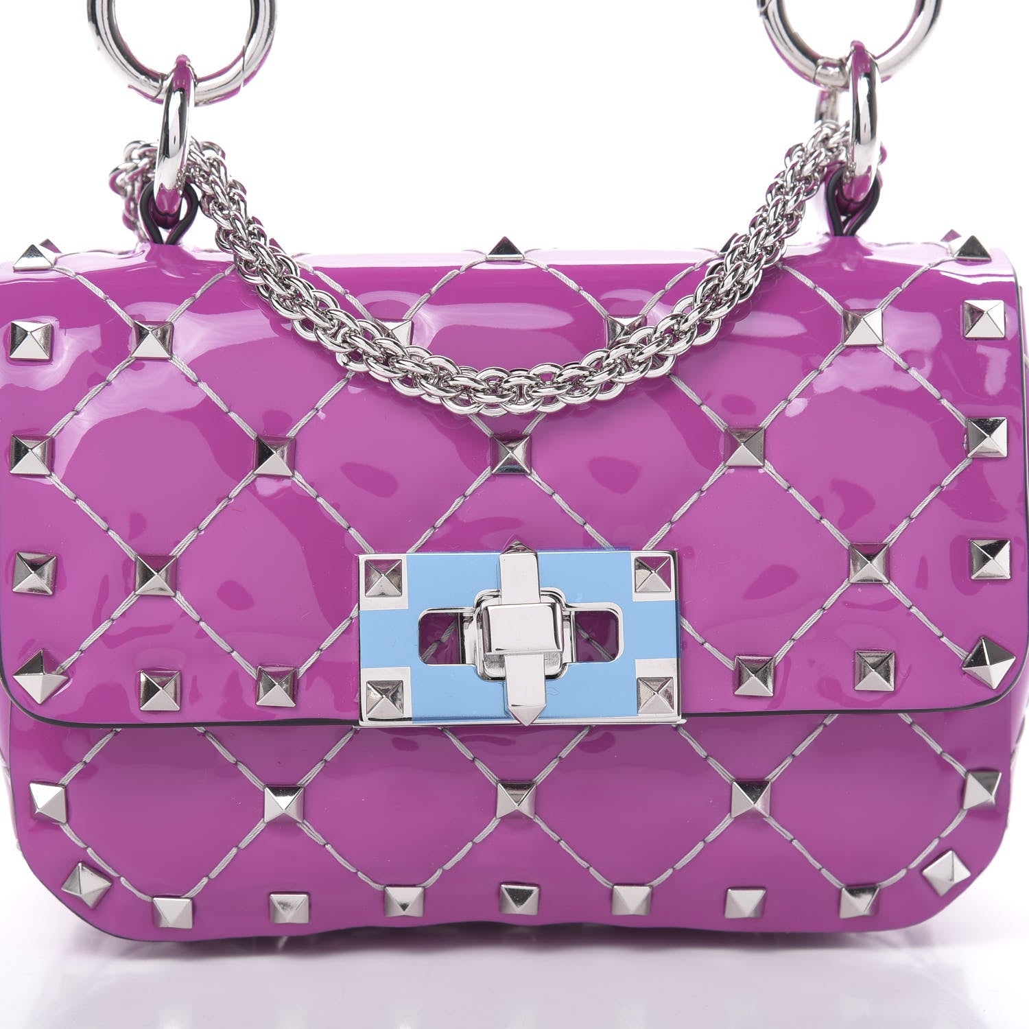 Valentino Garavani Patent Micro Rockstud Spike Shoulder Bag Radiant Orchid 7 of 9