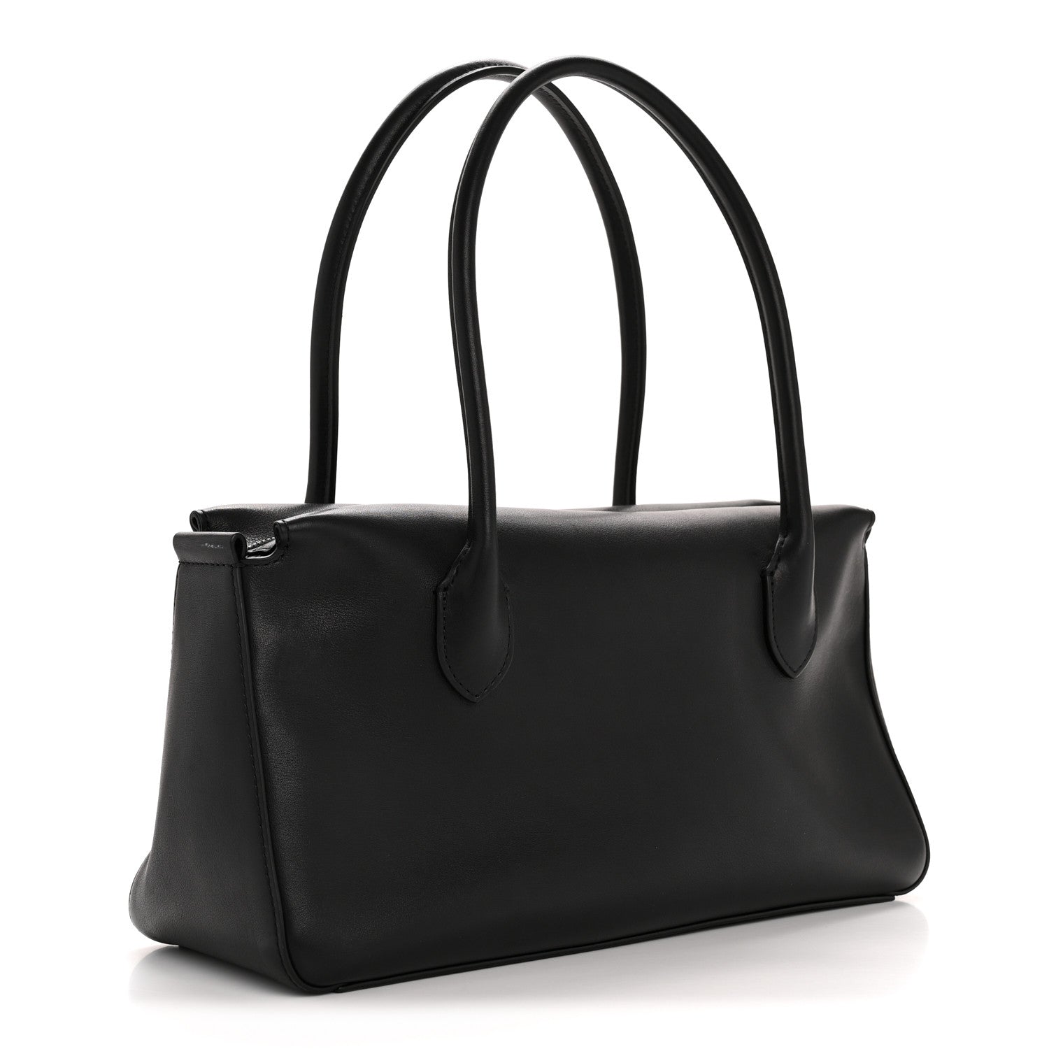 The Row Polished Saddle Calfskin E/W Top Handle Bag Black 3 of 11