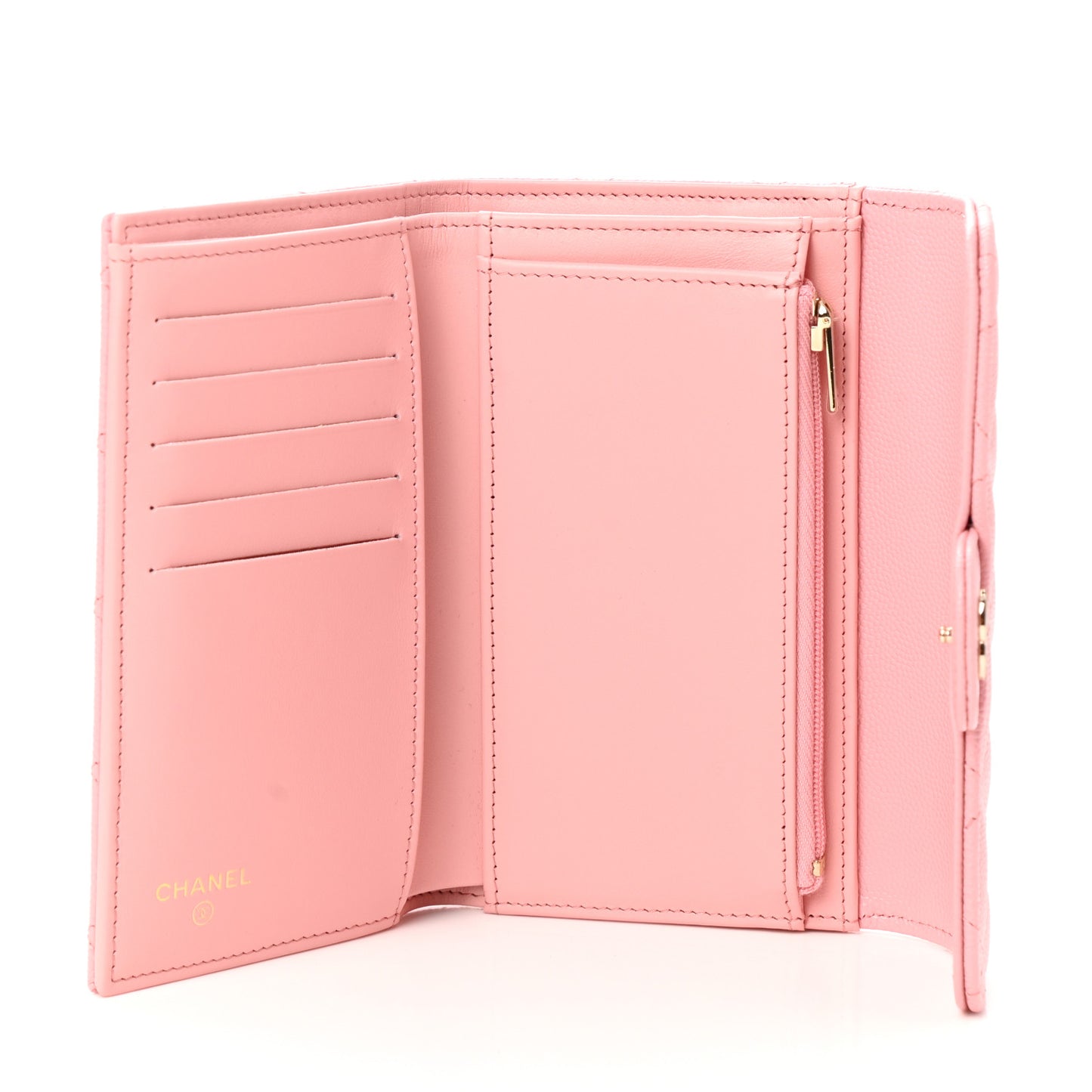 Caviar Quilted Medium Flap Wallet Pink