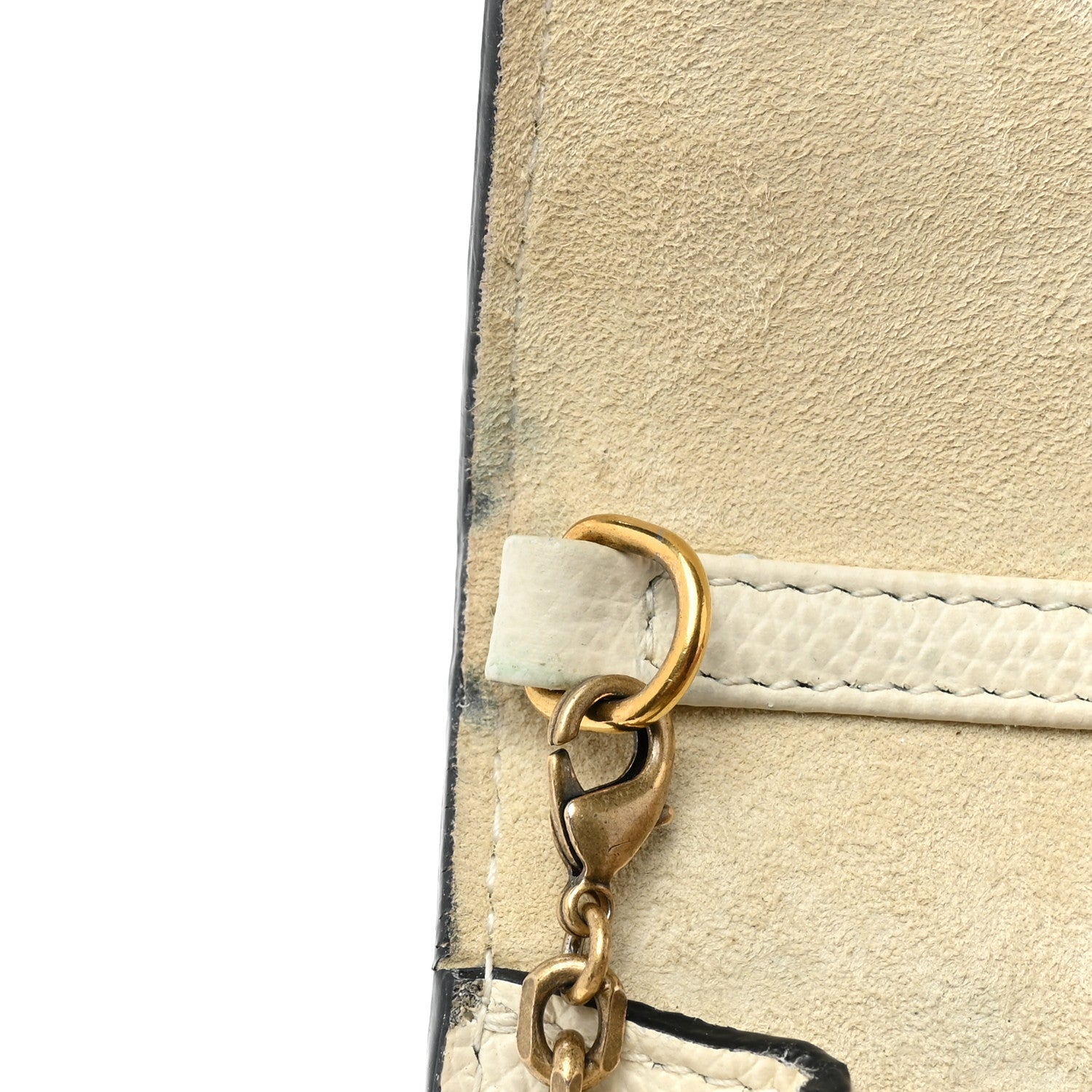 Christian Dior Grained Calfskin Saddle Chain Pouch Off White 14 of 22