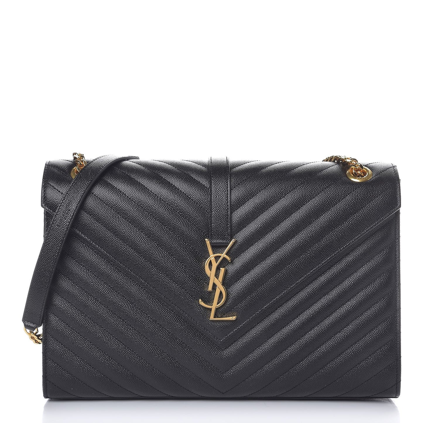Grain De Poudre Matelasse Chevron Large Monogram Satchel Black