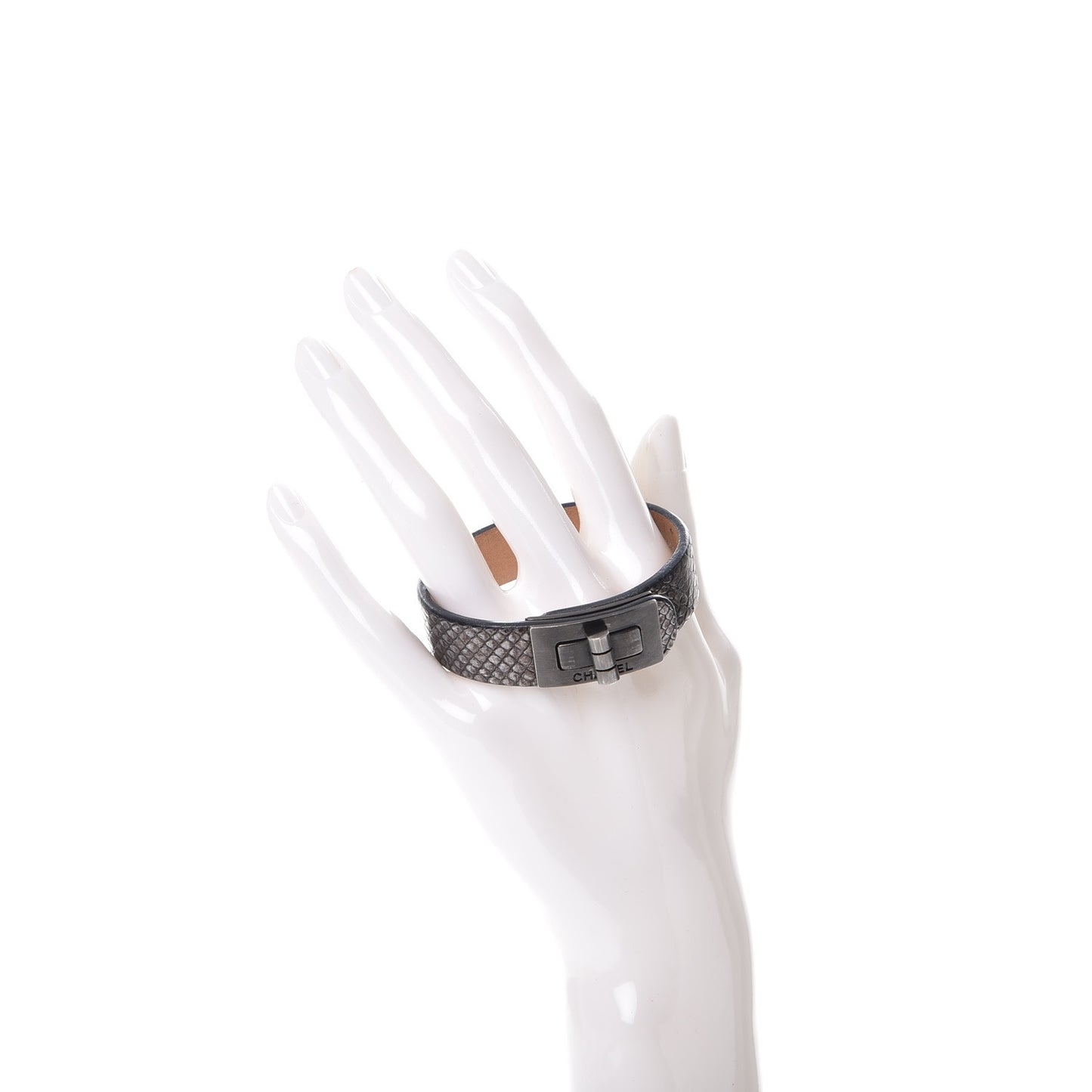 Metallic Lizard Reissue Mademoiselle Bracelet Dark Grey