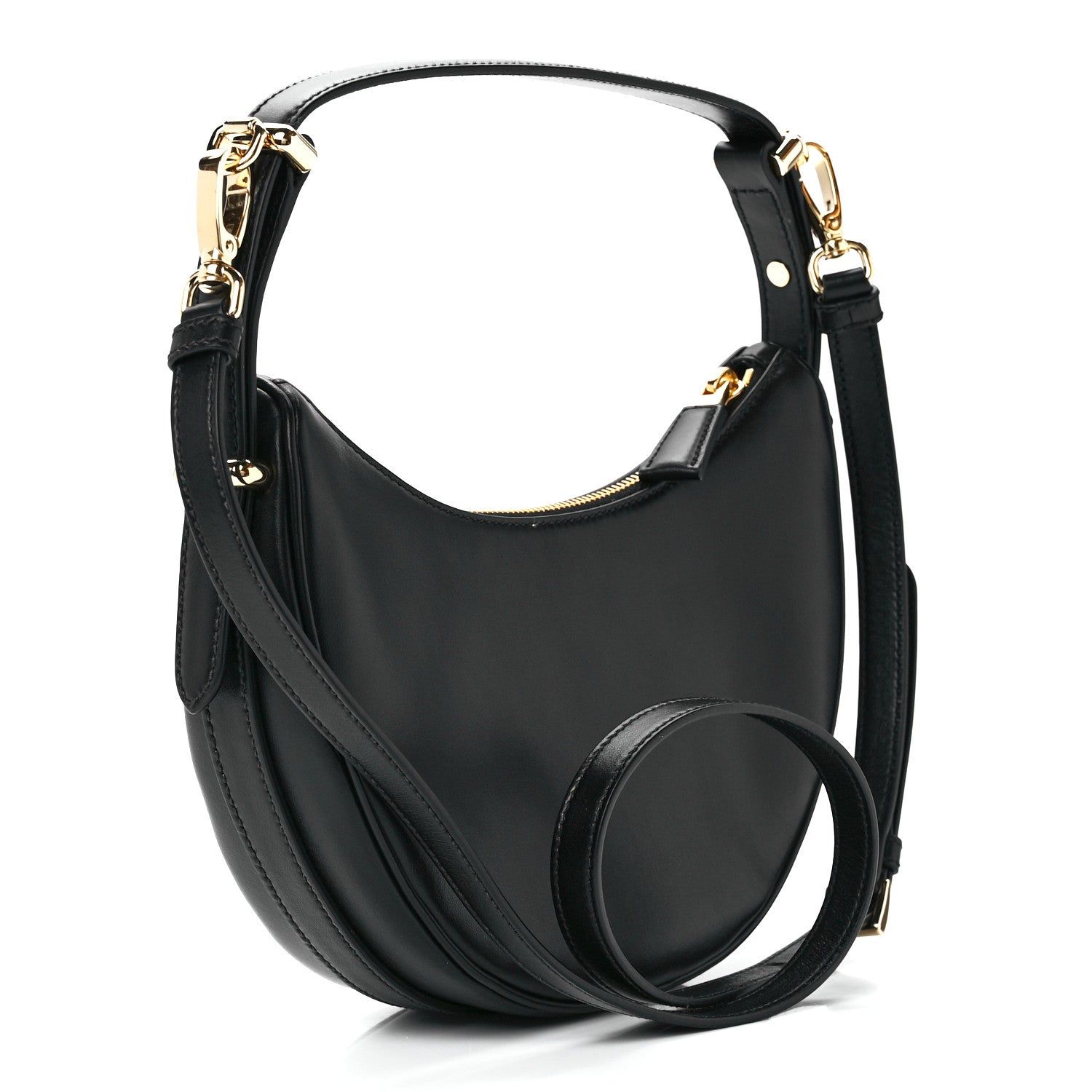 Prada Soft Calfskin Arque Shoulder Bag Black 1279667 – FASHIONPHILE