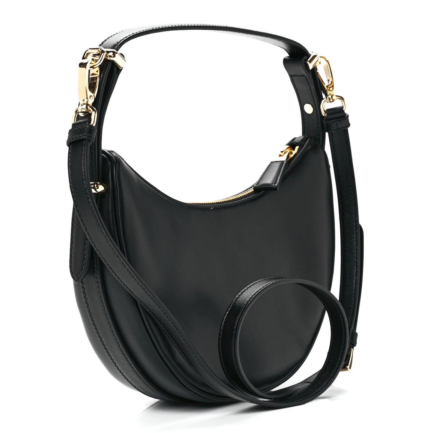 Soft Calfskin Arque Shoulder Bag Black
