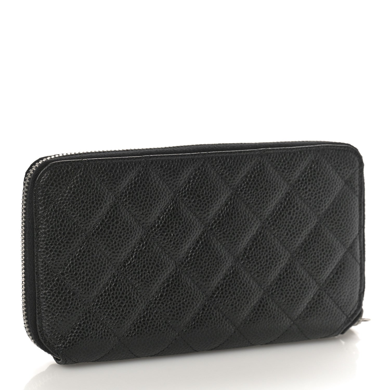 Chanel Iridescent Caviar Quilted Long Zip Around Wallet Black 3 of 11