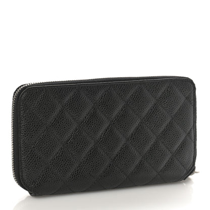 Chanel Iridescent Caviar Quilted Long Zip Around Wallet Black 3 of 11