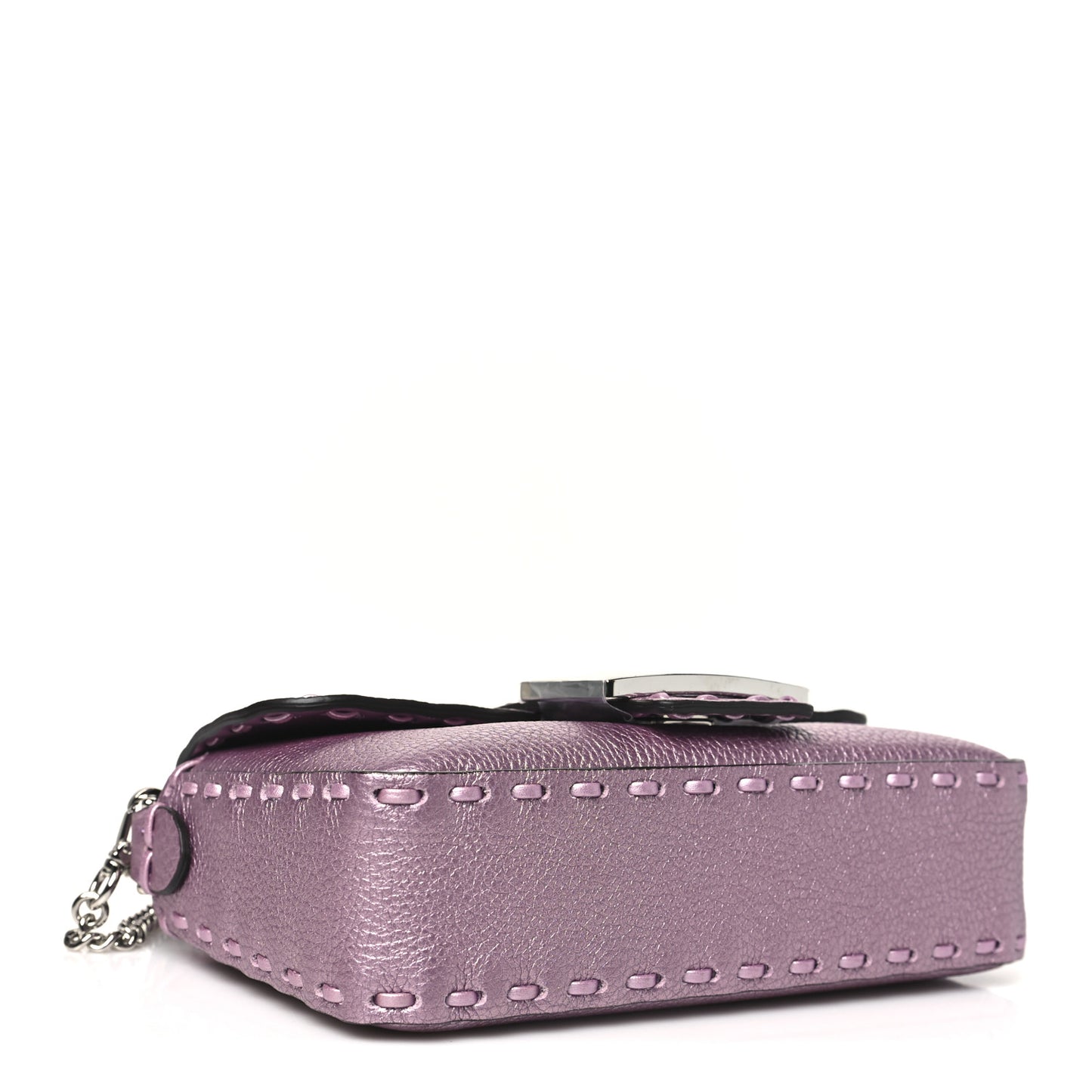 Metallic Cuoio Roma Sellerissima Nappa Sintetica Tape Stitch Mini Baguette Rosa Placca Argento
