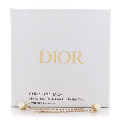 Christian Dior Pearl La Petite Tribale Dangle Chain Earrings Gold 5 of 5