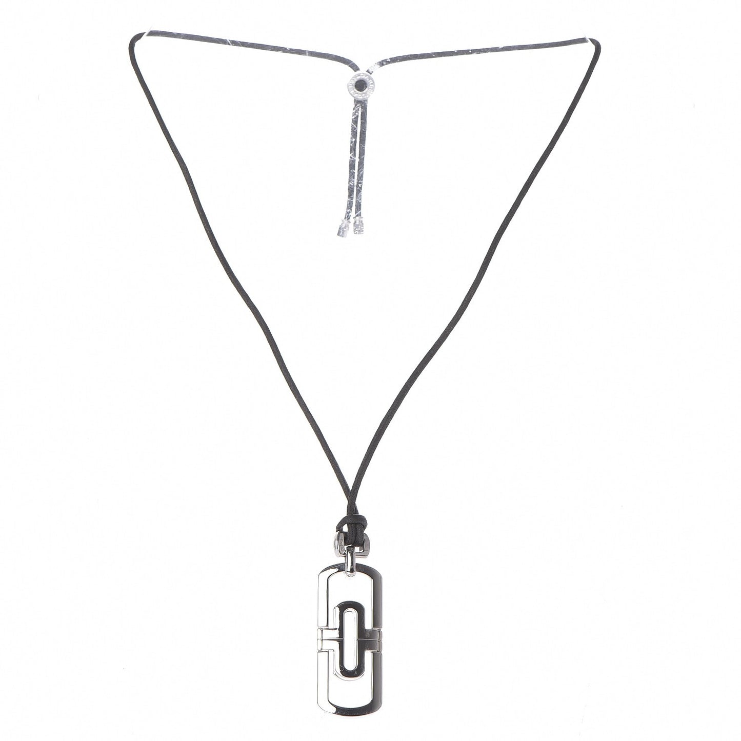 Stainless Steel Diamond Parentesi Pendant Necklace