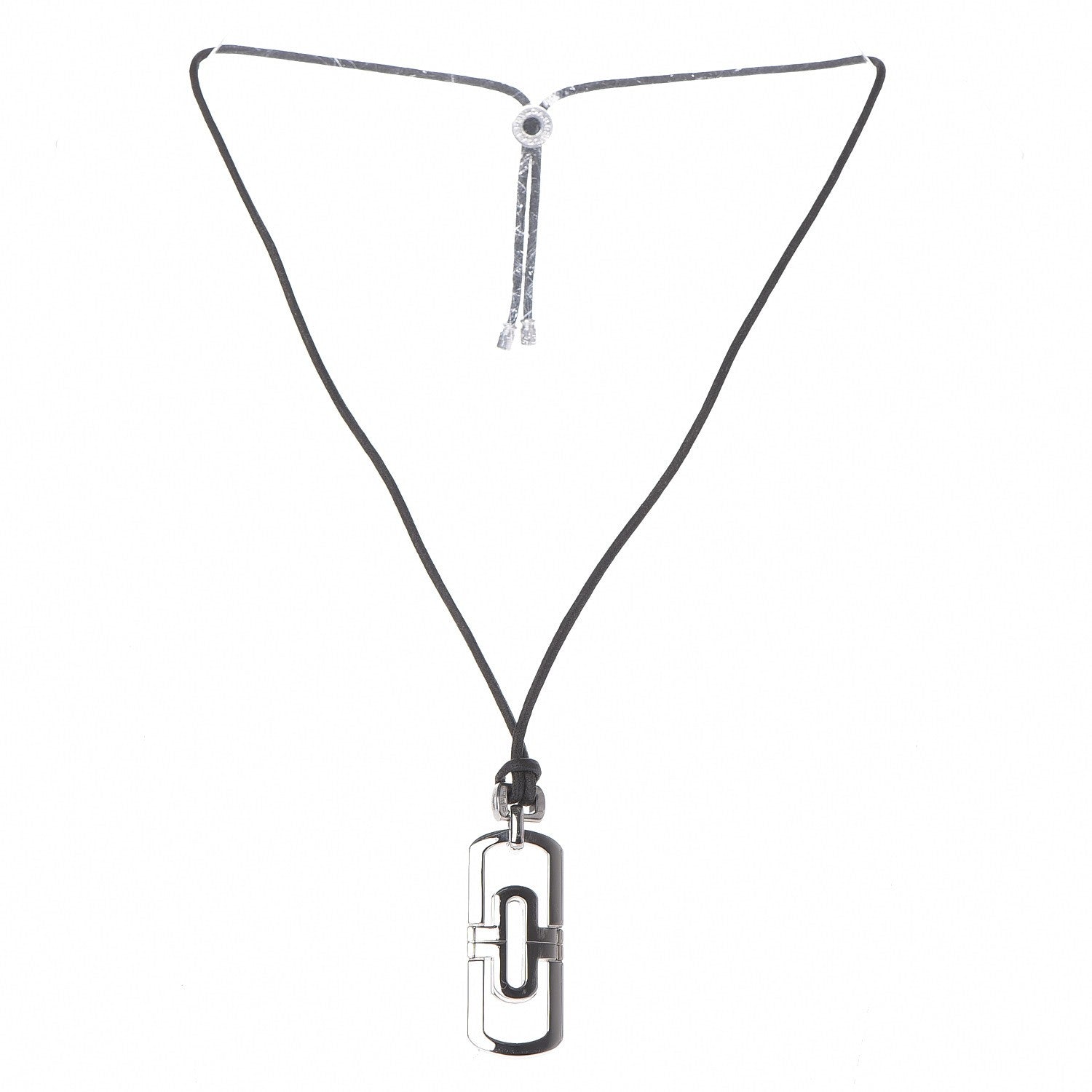 Bulgari Stainless Steel Diamond Parentesi Pendant Necklace 5 of 6