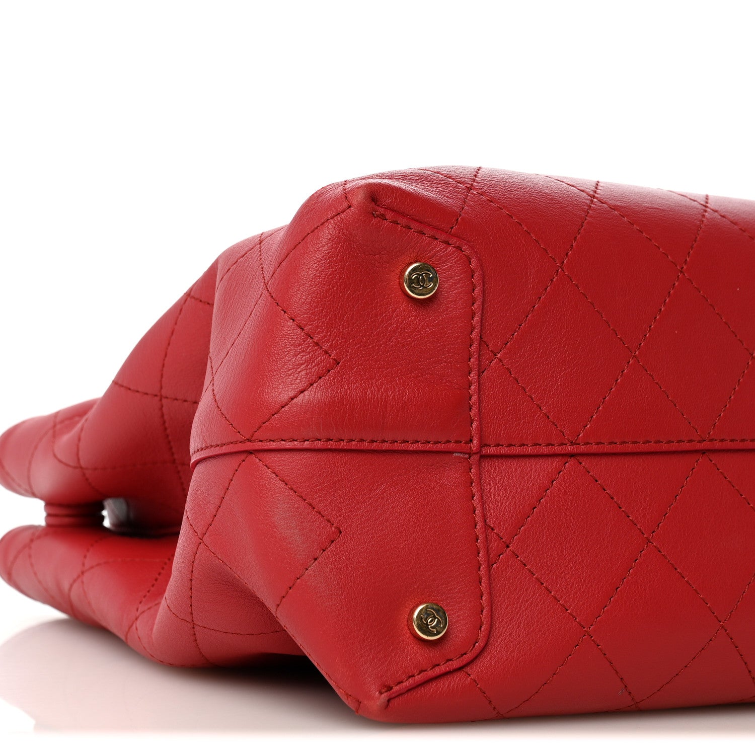 Chanel Calfskin Stitch Medium Ring My Bag Shopping Tote Red 9 of 14