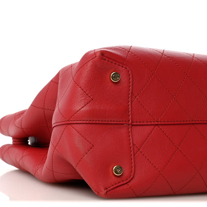 Chanel Calfskin Stitch Medium Ring My Bag Shopping Tote Red 9 of 14