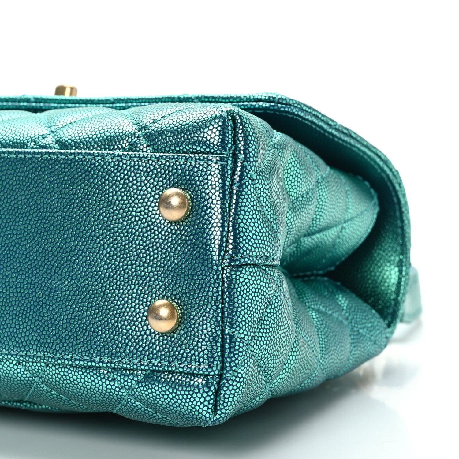 Chanel Metallic Caviar Quilted Mini Coco Handle Flap Blue 9 of 9