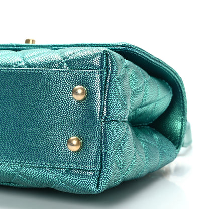 Chanel Metallic Caviar Quilted Mini Coco Handle Flap Blue 9 of 9