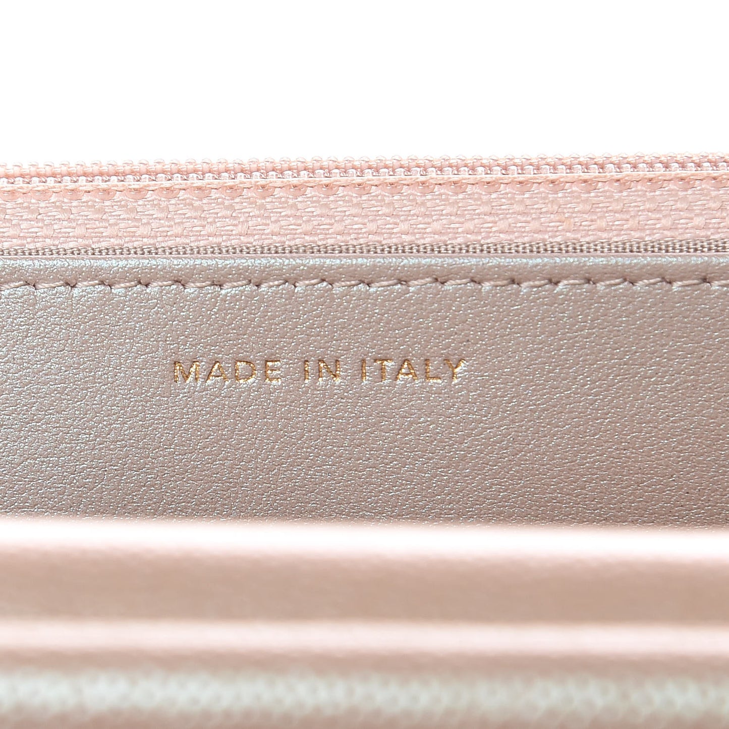Iridescent Caviar Quilted Wallet On Chain WOC Beige