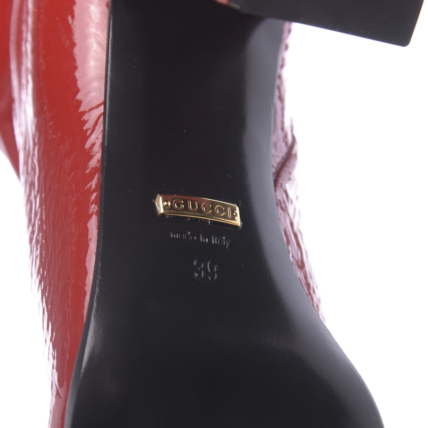 Patent Calfskin Stretch Boots 39 Hibiscus Red