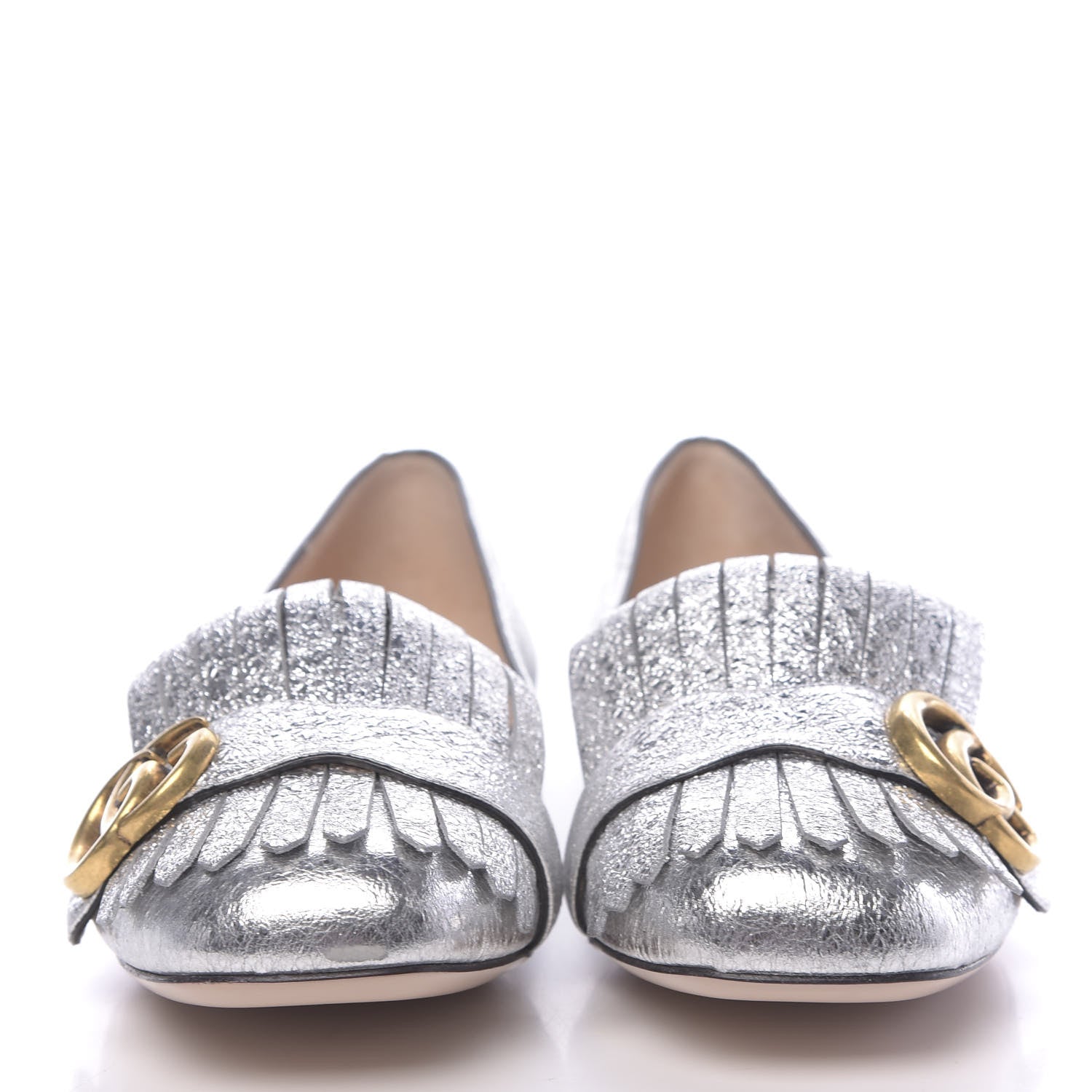 Gucci Galassia GG Marmont Fringe Flats 37.5 Argento 2 of 10