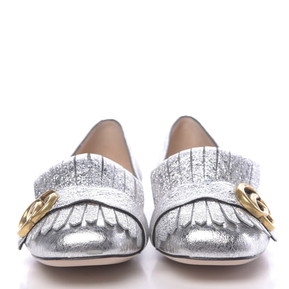 Gucci Galassia GG Marmont Fringe Flats 37.5 Argento 2 of 10