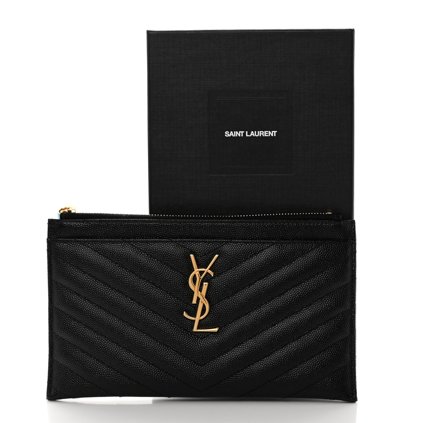 Grain De Poudre Chevron Monogram Bill Pouch Black