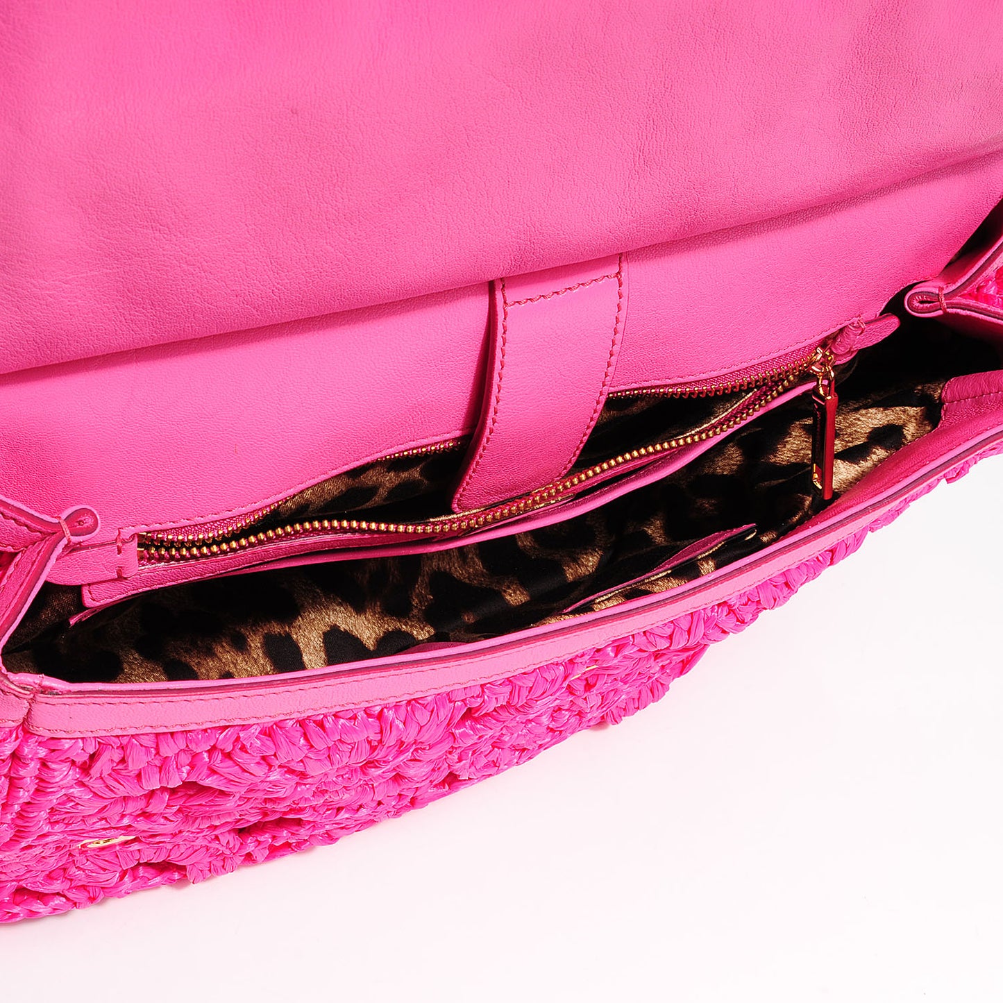 Straw Crocheted Miss Sicily Top Handle Bag Rosa