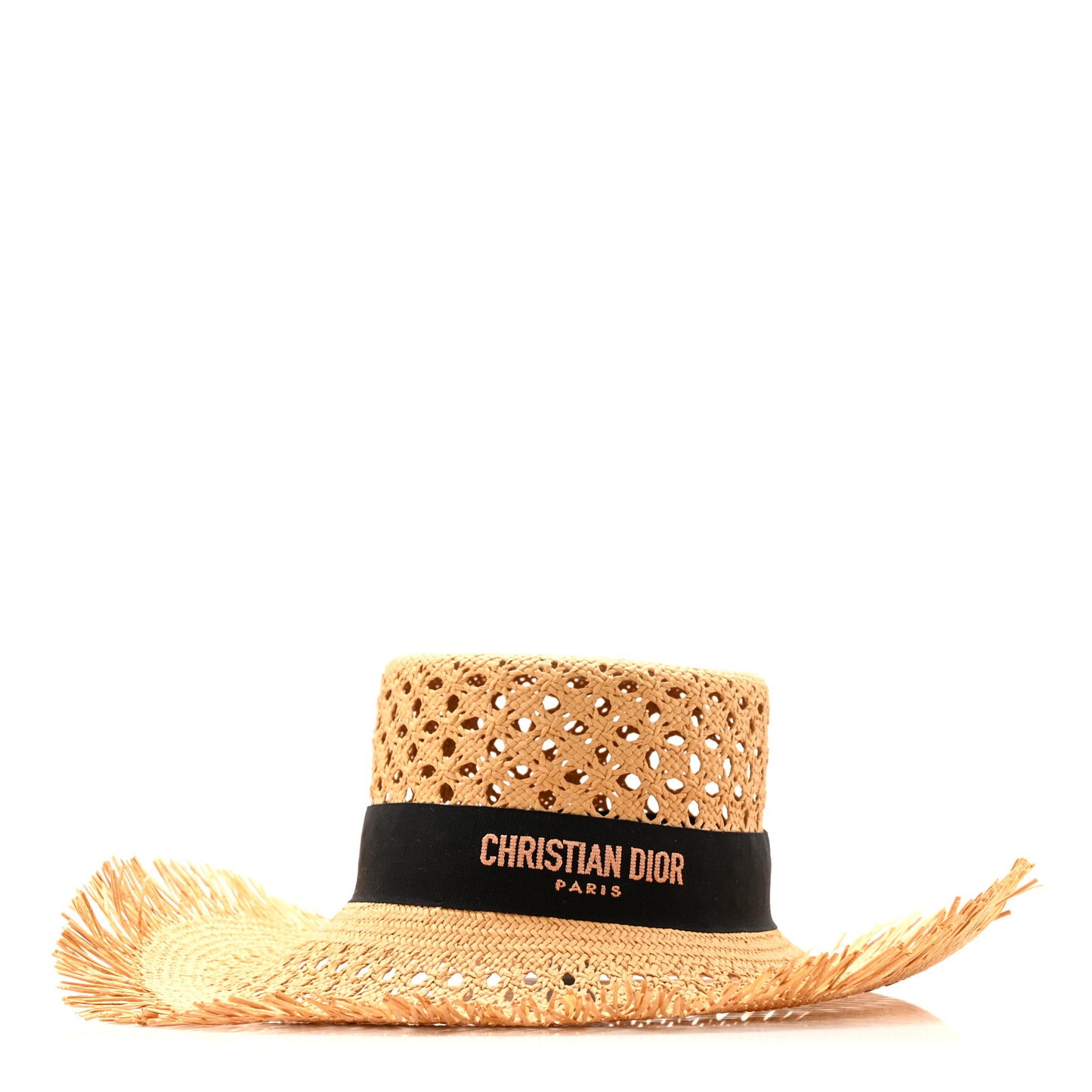 Straw Embroidered Bob Naughtily Large Brim Hat 57 Natural Black