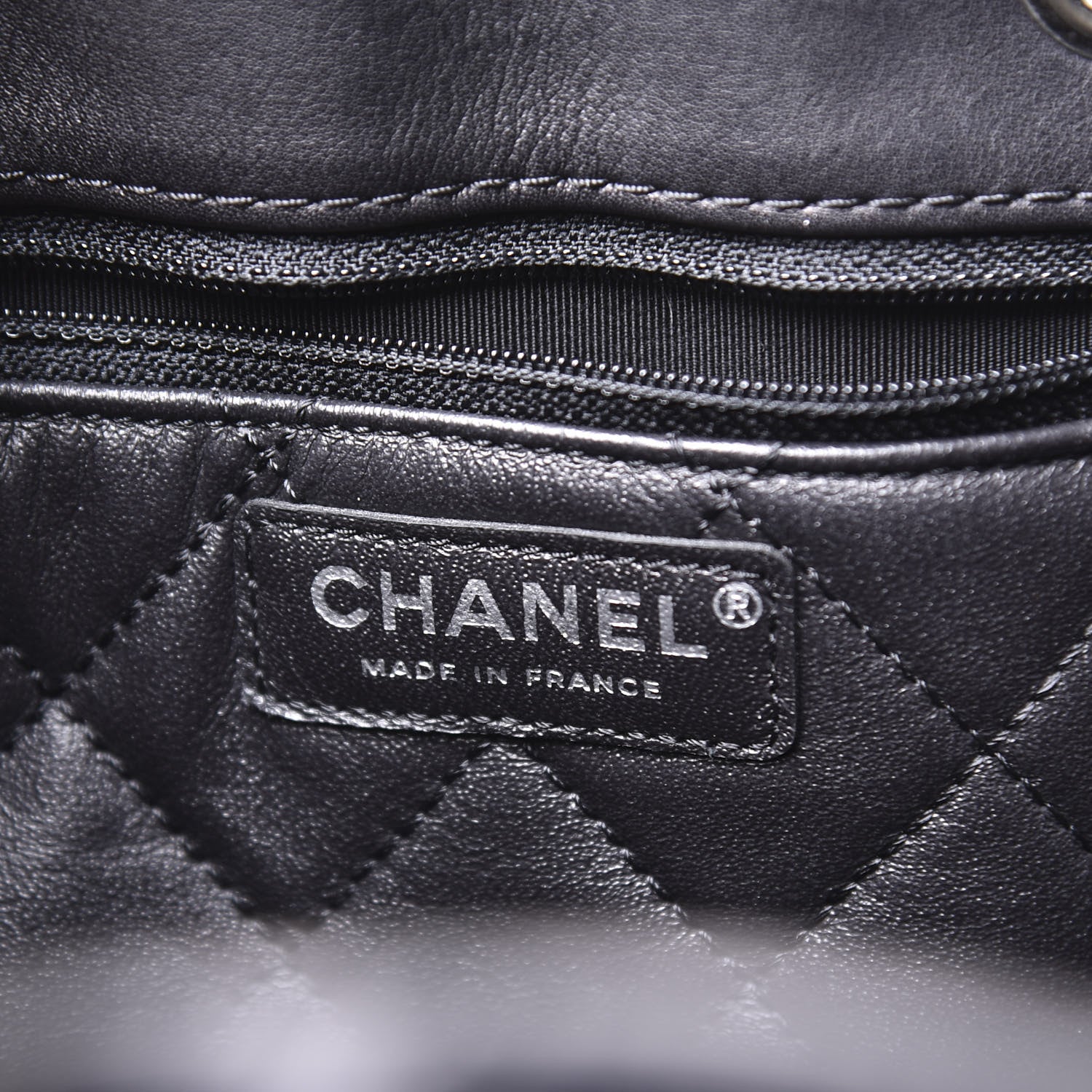 Chanel Calfskin Stitched Large Urban Luxury Drawstring Backpack Black 7 of 10